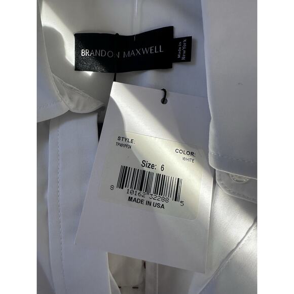 Brandon Maxwell Mira Split back button Down Shirt White Size 6 - Picture 3 of 6